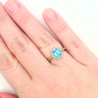 Blue Topaz & Diamond Ring