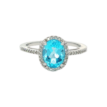 Blue Topaz & Diamond Ring