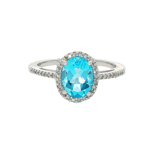 Blue Topaz & Diamond Ring
