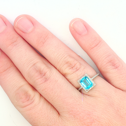 Blue Topaz & Diamond Ring