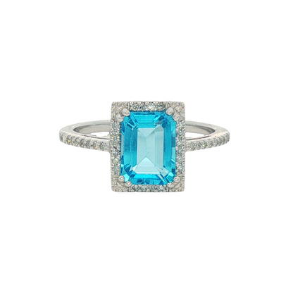 Blue Topaz & Diamond Ring