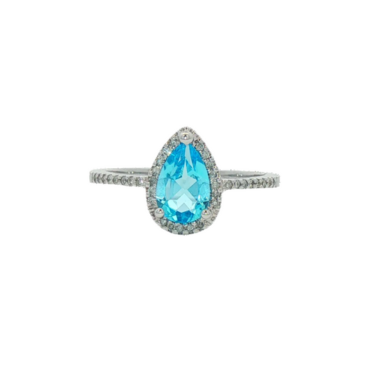 Blue Topaz & Diamond Ring