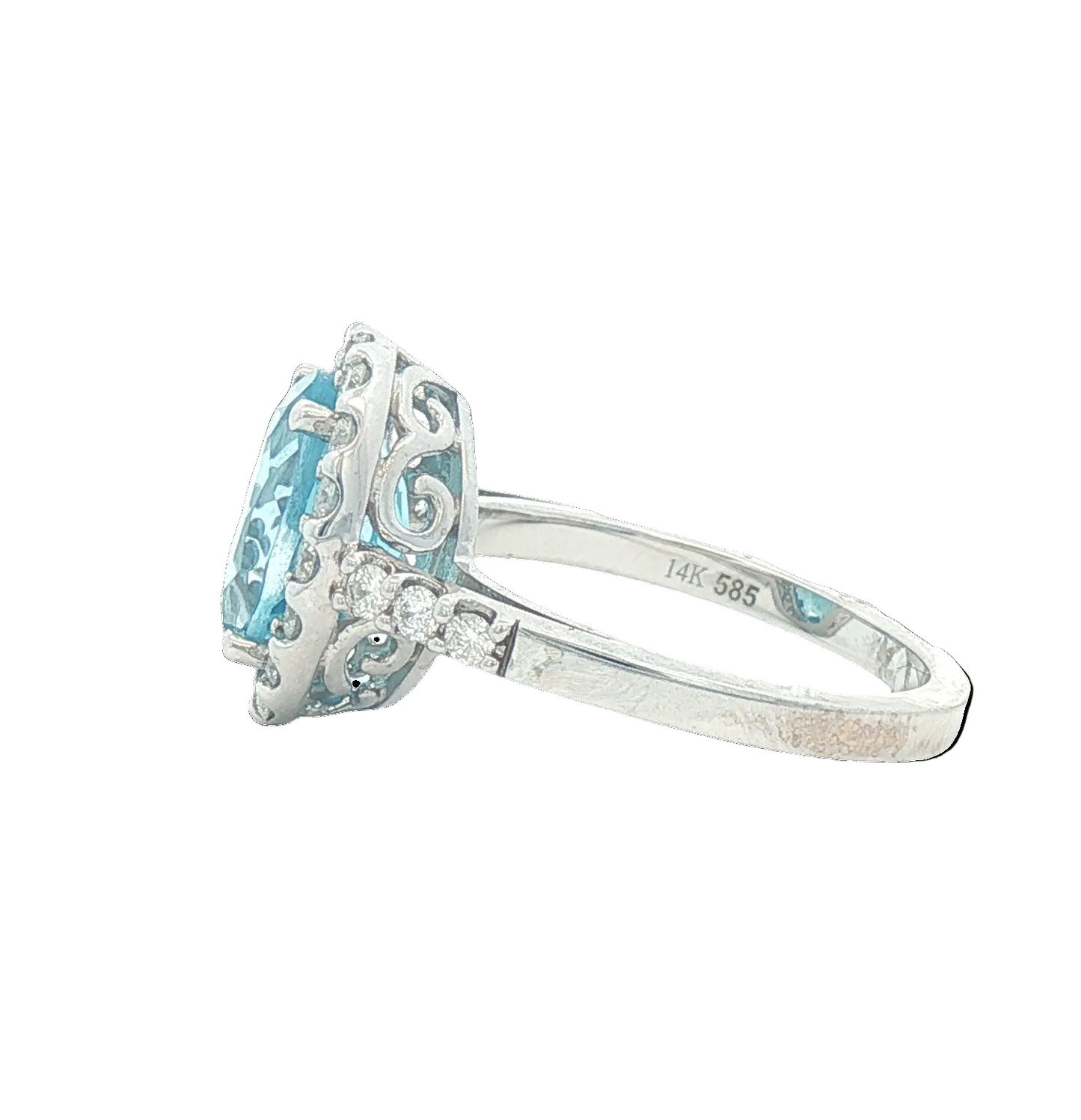 Oval Blue Topaz & Diamond Ring