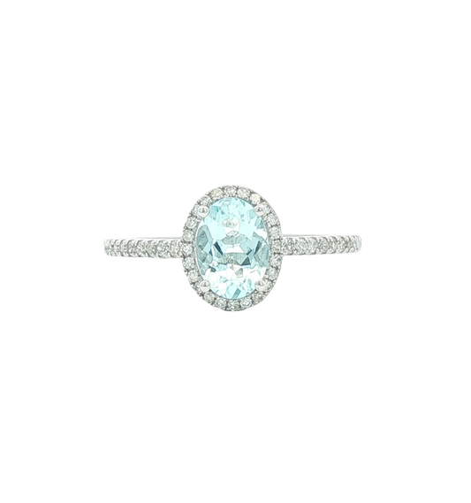 Oval Aquamarine & Diamond Ring