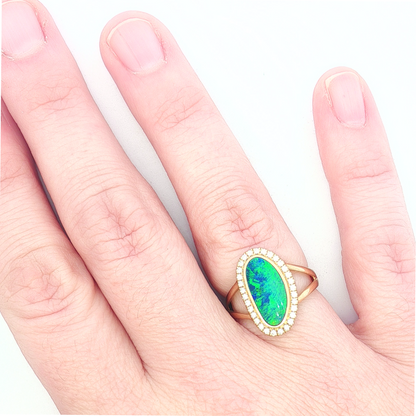 Opal & Diamond Split Ring