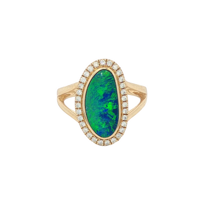 Opal & Diamond Split Ring