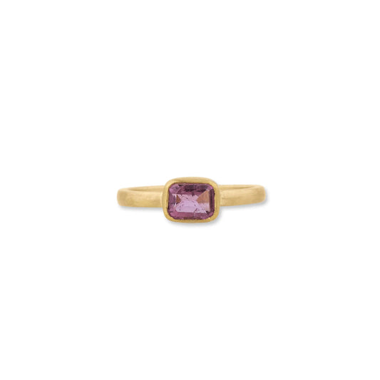 Emerald Cut Pink Tourmaline Ring