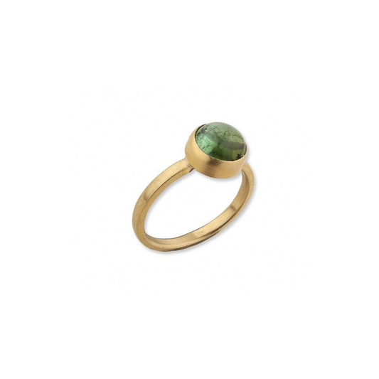 Round Cabochon Green Tourmaline Ring