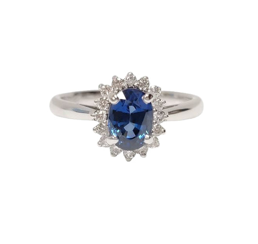 Blue Sapphire & Diamond Ring
