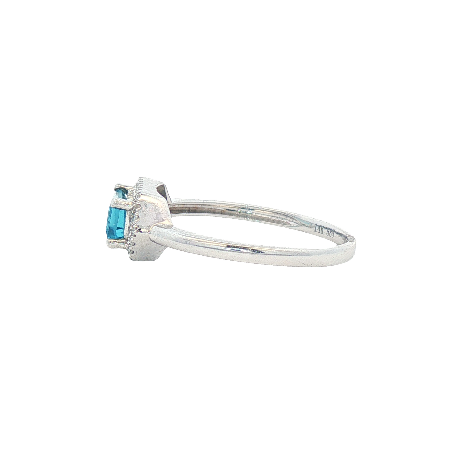Emerald Cut Blue Topaz & Diamond Ring