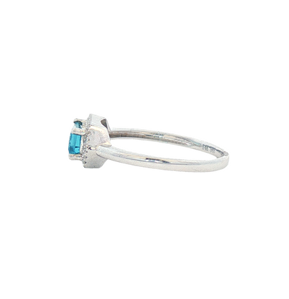 Emerald Cut Blue Topaz & Diamond Ring