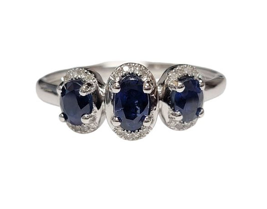 Blue Sapphire & Diamond Ring