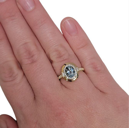 Aquamarine & Diamond Ring