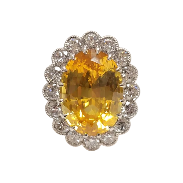 Yellow Sapphire & Diamond Ring