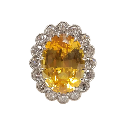 Yellow Sapphire & Diamond Ring