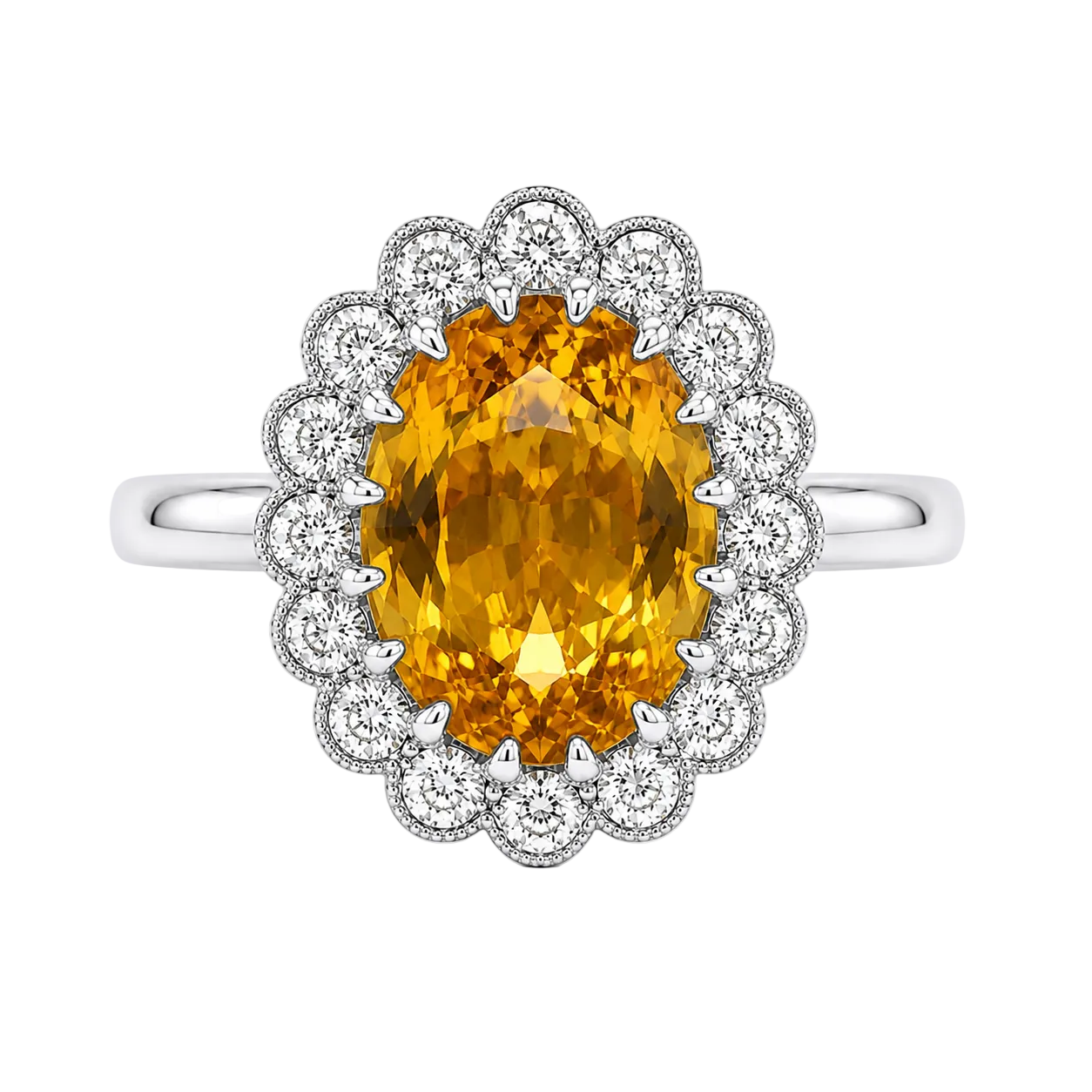 Yellow Sapphire & Diamond Ring