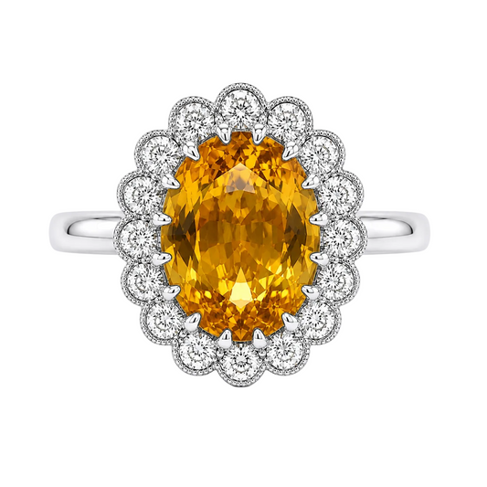 Yellow Sapphire & Diamond Ring
