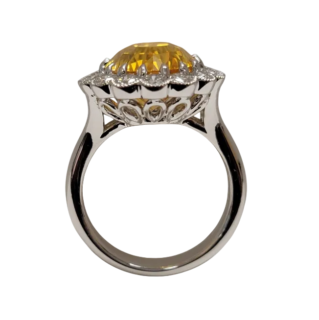 Yellow Sapphire & Diamond Ring