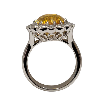 Yellow Sapphire & Diamond Ring