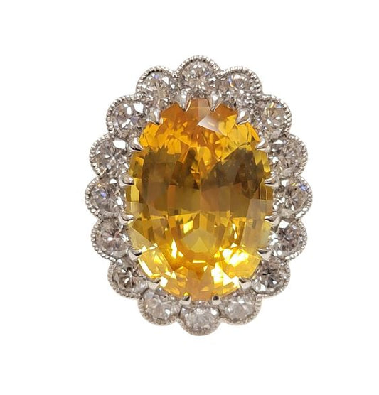 Yellow Sapphire & Diamond Ring