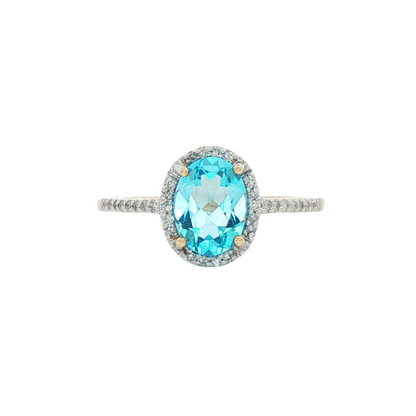 Blue Topaz & Diamond Ring