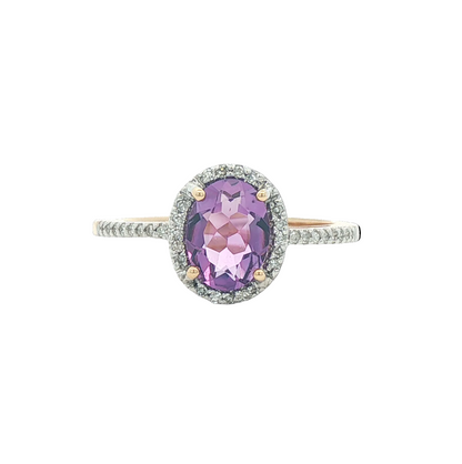 Oval Amethyst & Diamond Ring