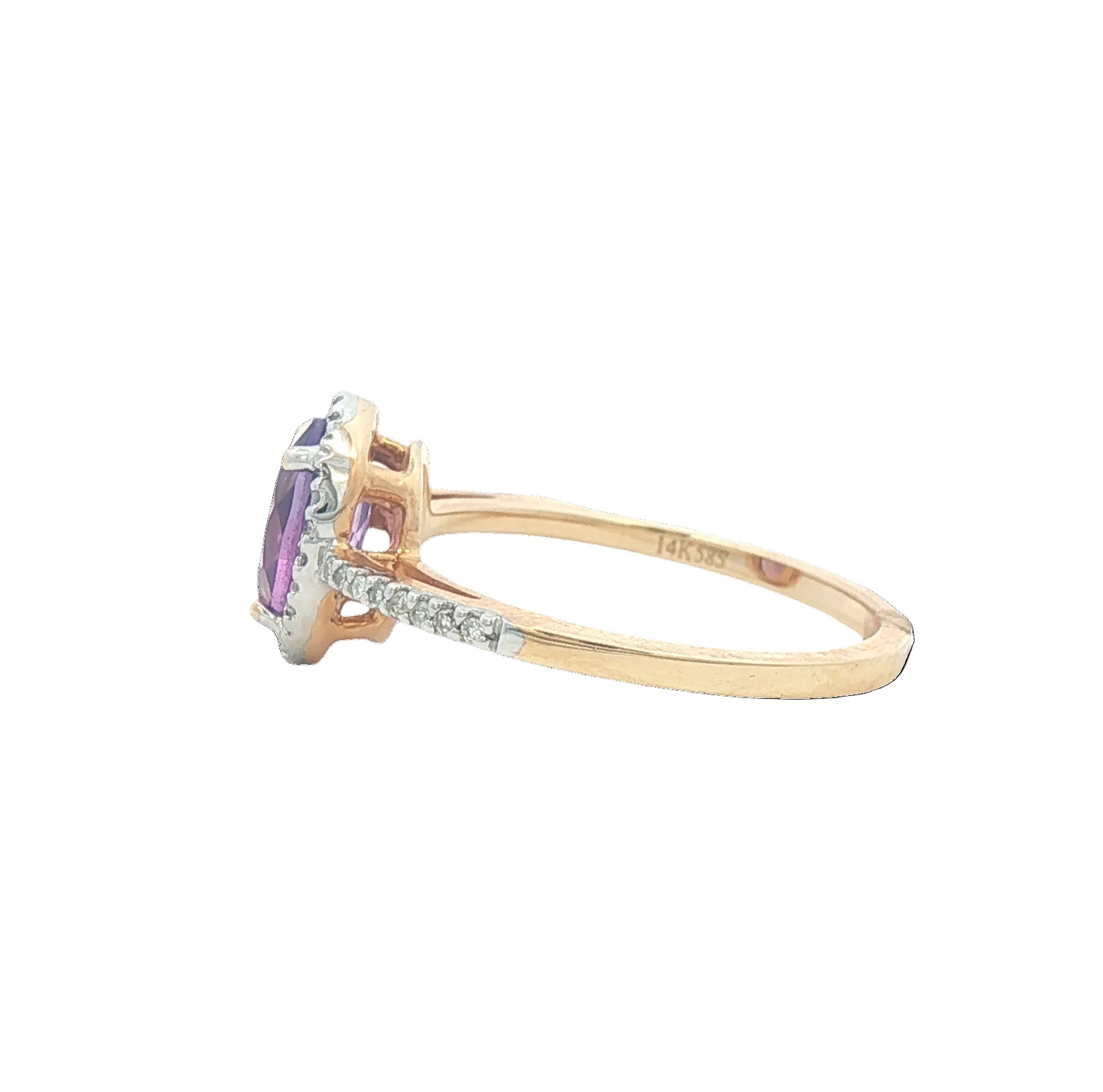Oval Amethyst & Diamond Ring