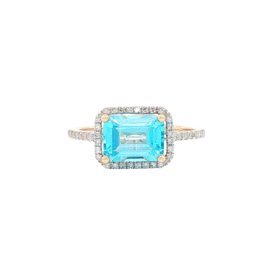 Blue Topaz & Diamond Ring