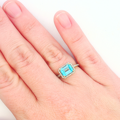 Blue Topaz & Diamond Ring