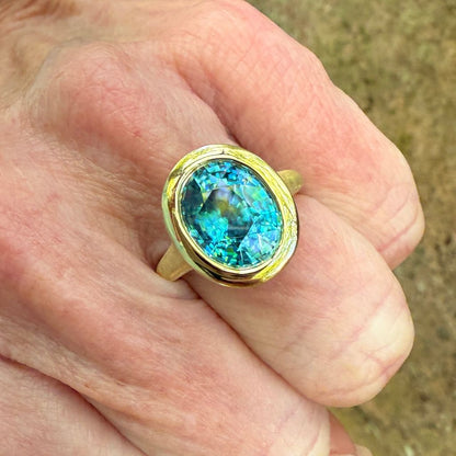 Oval Blue Zircon Ring
