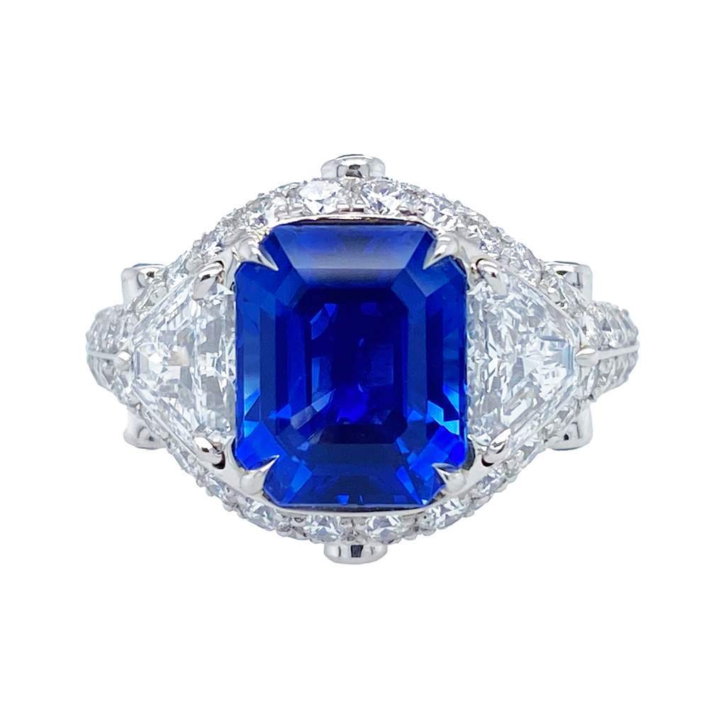 Kashmir Blue Sapphire & Diamond Ring