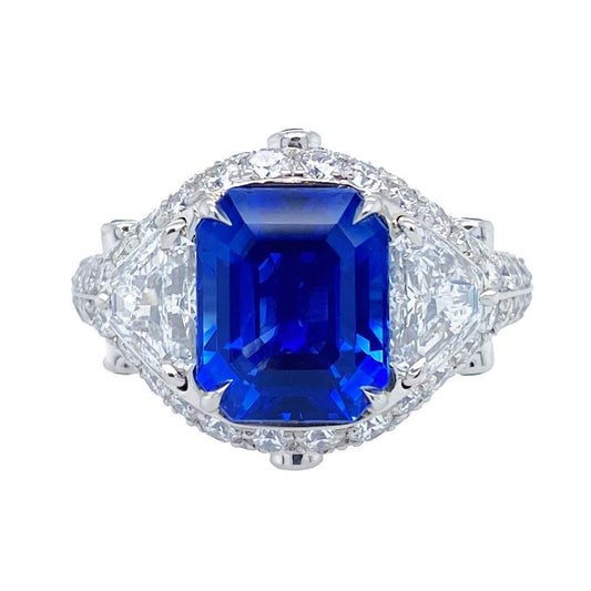 Kashmir Blue Sapphire & Diamond Ring