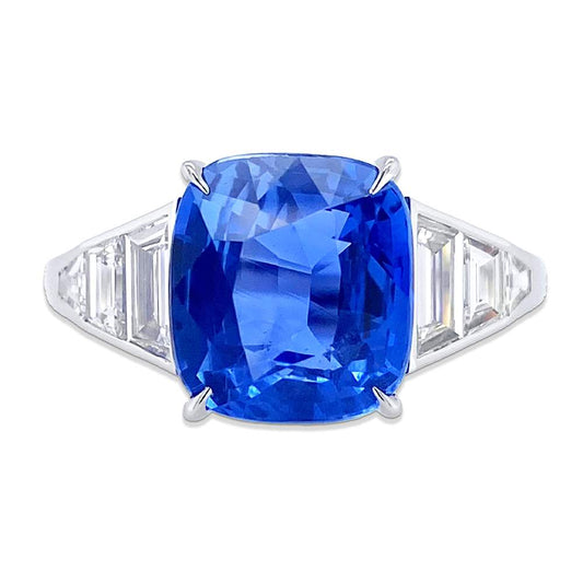 Blue Sapphire & Diamond Ring