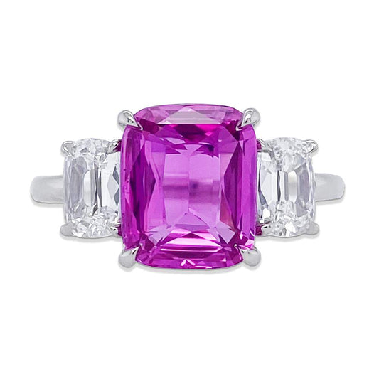 Pink Sapphire & Diamond Ring