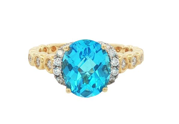 Blue Topaz & Diamond Ring