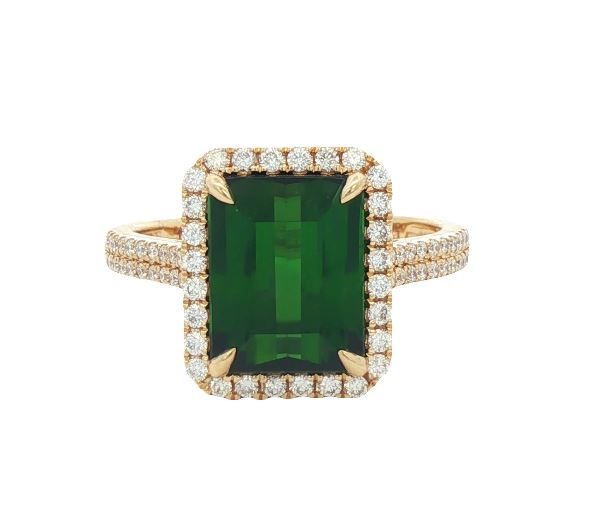 Green Tourmaline & Diamond Ring
