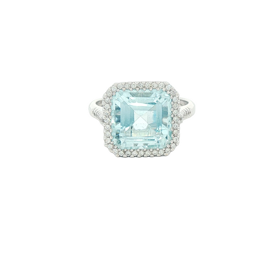 Aquamarine & Diamond Ring
