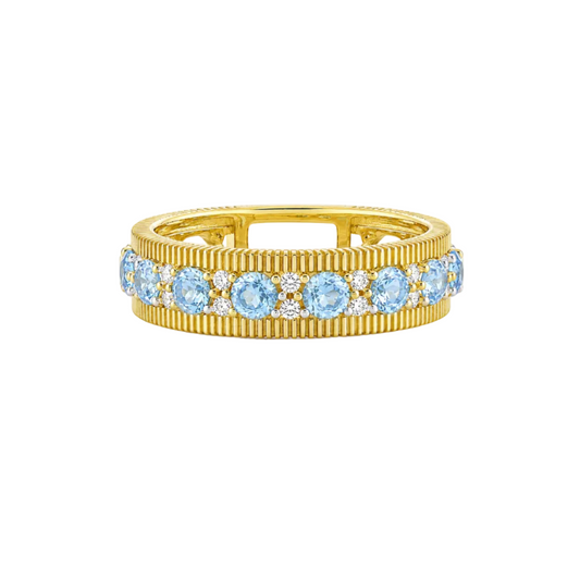 Swiss Blue Topaz & Diamond Band