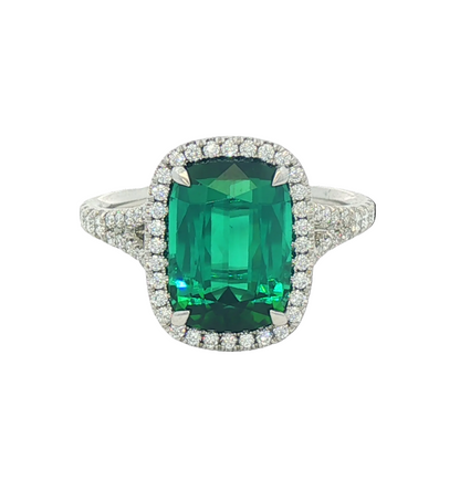 Green Tourmaline & Diamond Ring