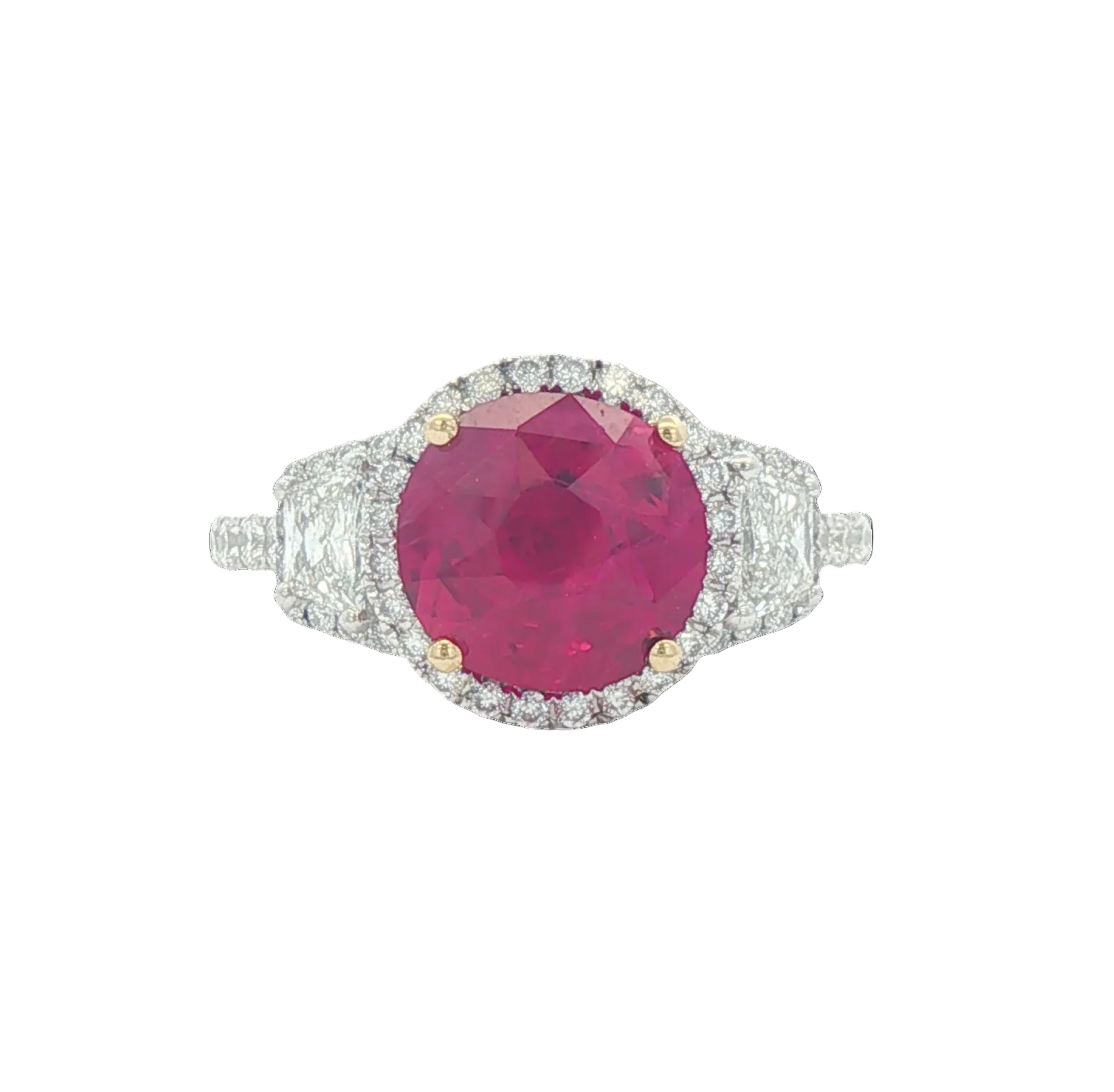 Burma Ruby & Trapezoid Diamond Ring