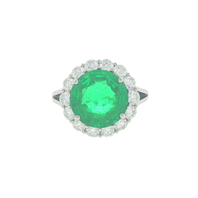Zambian Emearld & Diamond Ring
