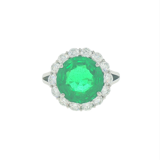 Zambian Emearld & Diamond Ring