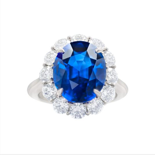Oval Ceylon Blue Sapphire & Diamond Ring