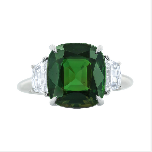 Cushion Ceylon Alexandrite & Diamond Ring