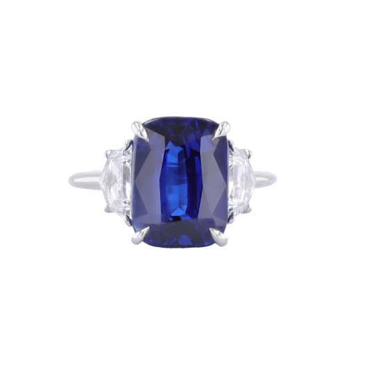 Cushion Blue Sapphire & Diamond Ring