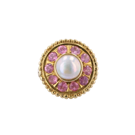 Mabe Pearl & Pink Tourmaline Ring