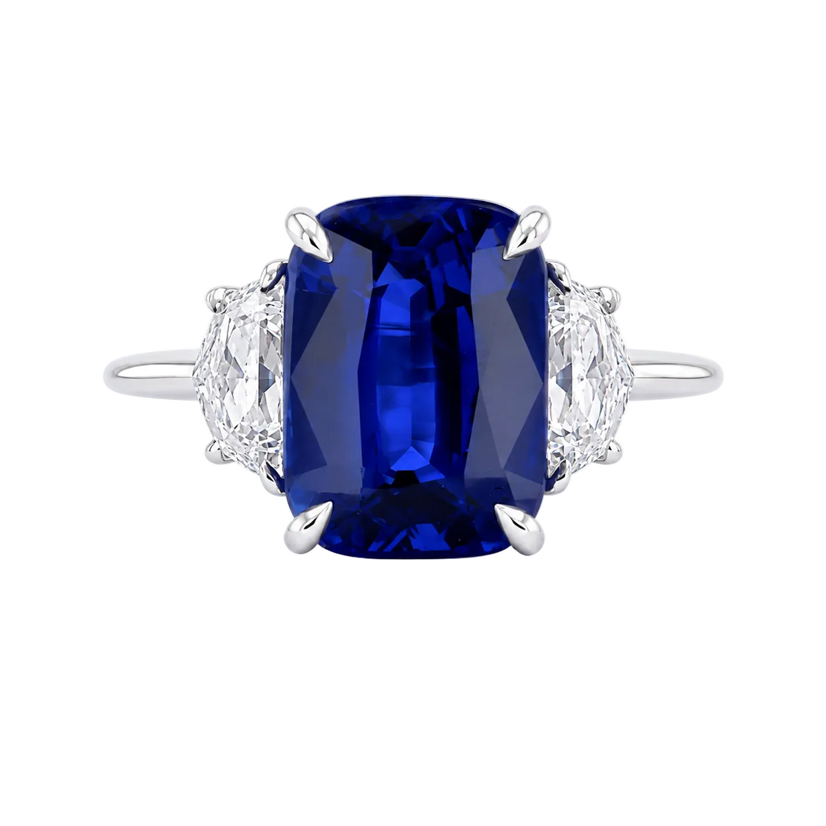 Cushion Blue Sapphire & Diamond Ring