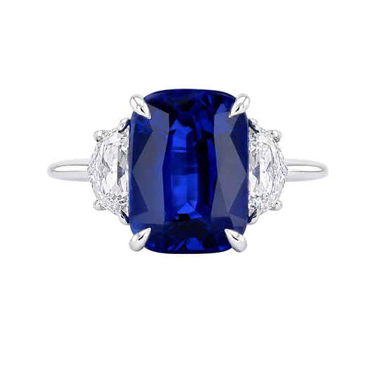 Cushion Blue Sapphire & Diamond Ring