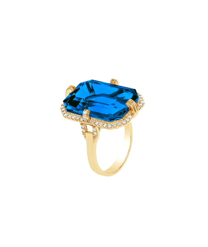 Emerald Cut London Blue Topaz Ring