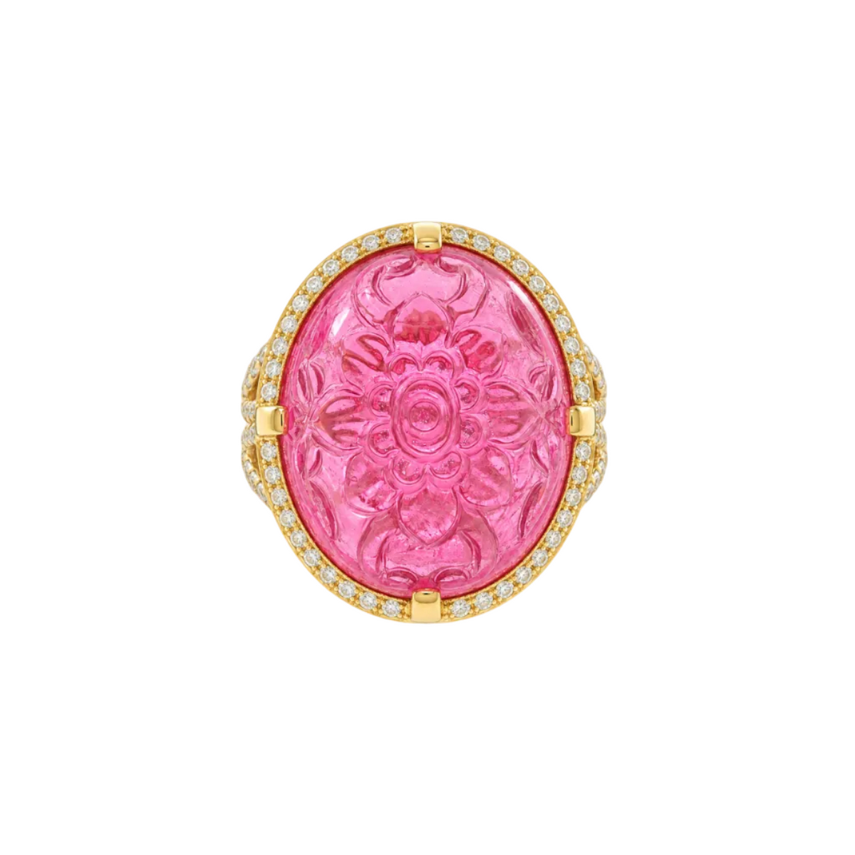 Carved Pink Tourmaline Ring